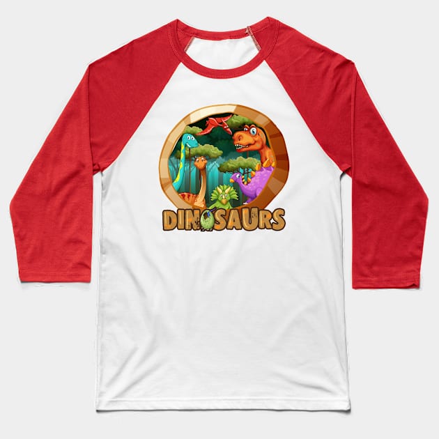 Dinosaurs World Baseball T-Shirt by black8elise